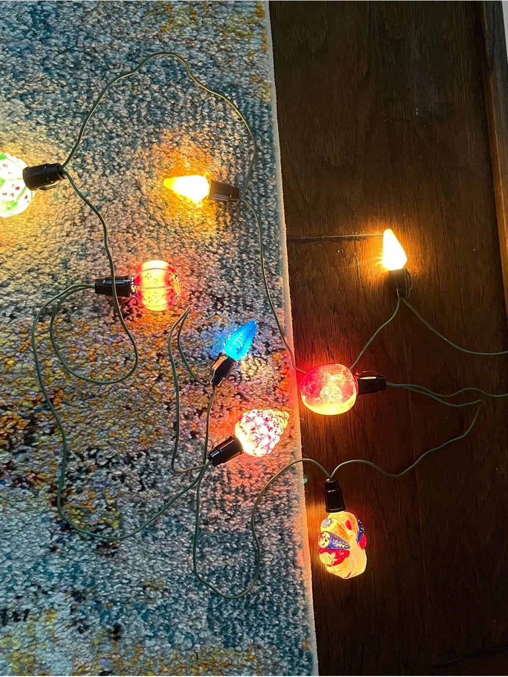 Leco Vintage-style Decorative String Lights with Multicolor Glass Ornaments